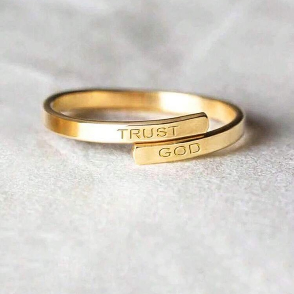 Elegant Gold-Tone Women's Ring inspirational “trust God”
